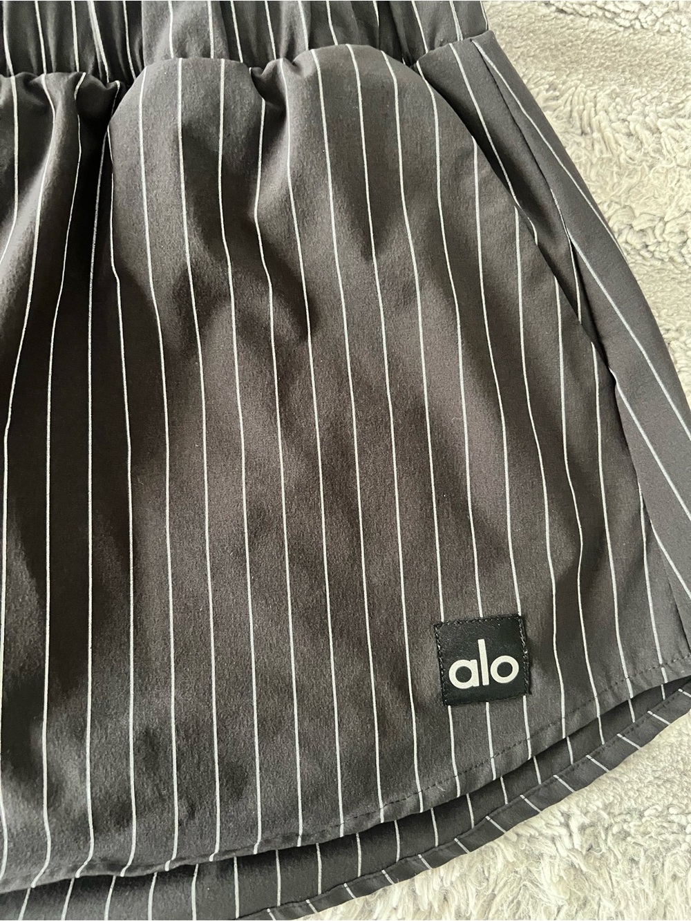 ALO Yoga Black Pinstripe Athletic Skort - Picture 2 of 4